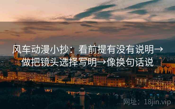 风车动漫小抄：看前提有没有说明→做把镜头选择写明→像换句话说