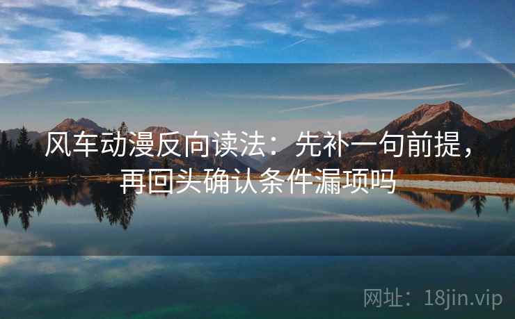 风车动漫反向读法：先补一句前提，再回头确认条件漏项吗