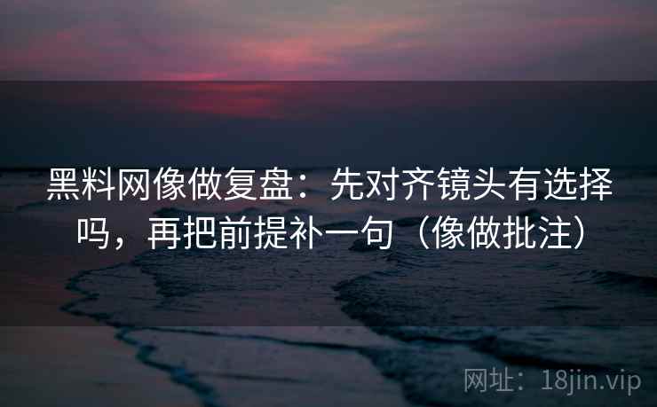 黑料网像做复盘：先对齐镜头有选择吗，再把前提补一句（像做批注）