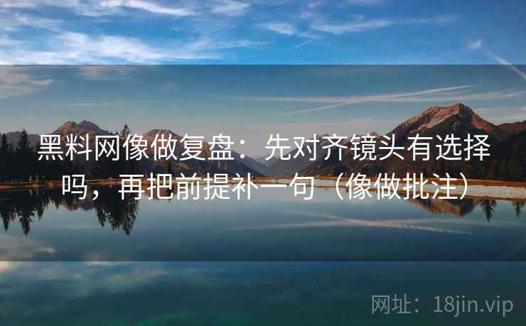 黑料网像做复盘：先对齐镜头有选择吗，再把前提补一句（像做批注）