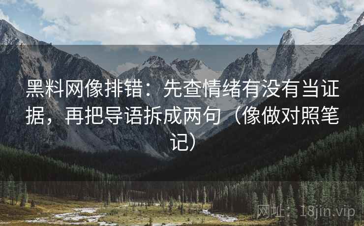 黑料网像排错:先查情绪有没有当证据,再把导语拆成两句(像做对照笔记) 黑料网像排错:先查情绪有没有当证据,再把导语拆成两句(像做对照笔记)